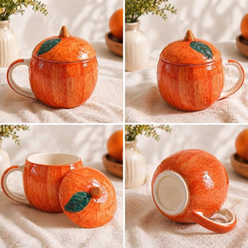 Eclat Citrouille – Pumpkin Ceramic Mug with Lid