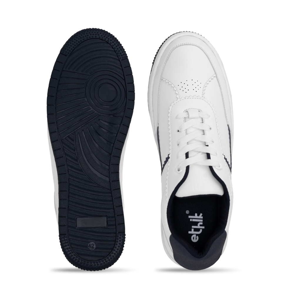 Flaire-Blue Textured Lace-Up Sneakers