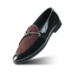 Monkstory Eclecta Glossy Side Buckle Slip Ons - Brown/Black