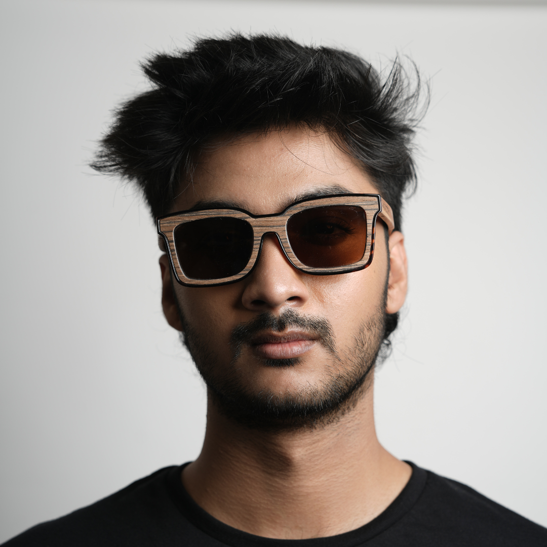 Monkstory MonkStory Woody Wood+Acetate Unisex Sunglasses - Brown Lens