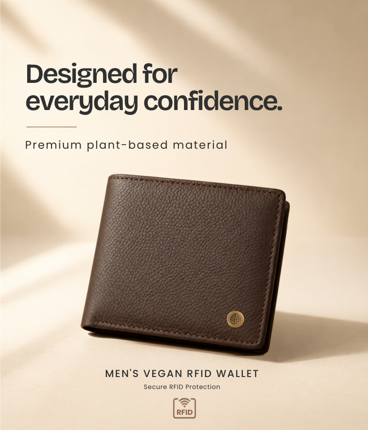 SriJeevanam's Men CVegan RFID Wallet – Sleek Plant-Based Leather-Free Wallet