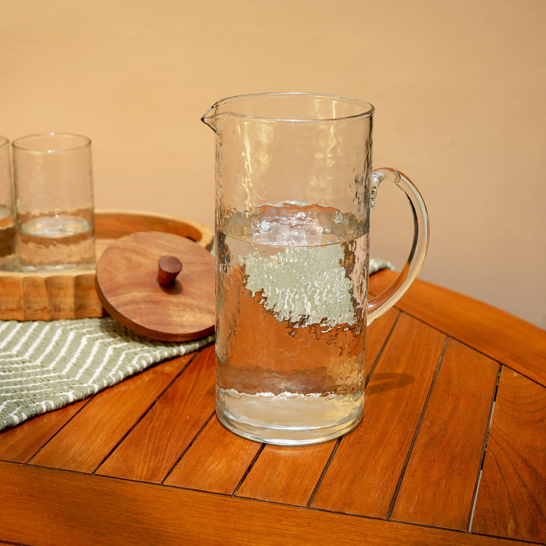 Muun Home Hammered Glass Jug with Lid