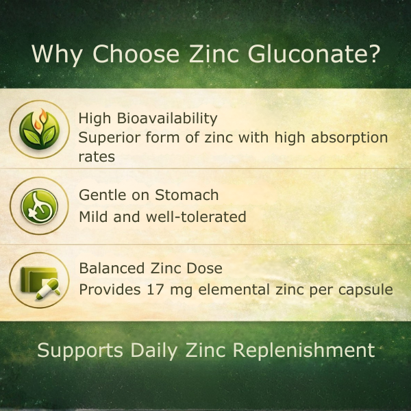 Zinc Gluconate 17mg Immunity, Metabolism & Skin Support