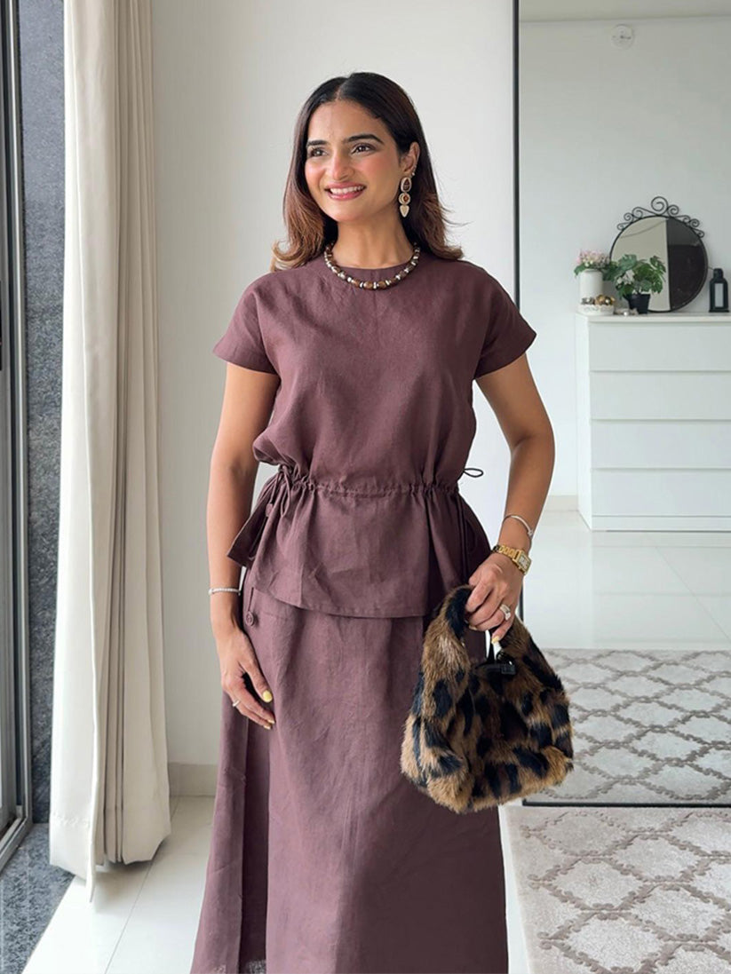 COCOA CALM LINEN CO-ORD SET