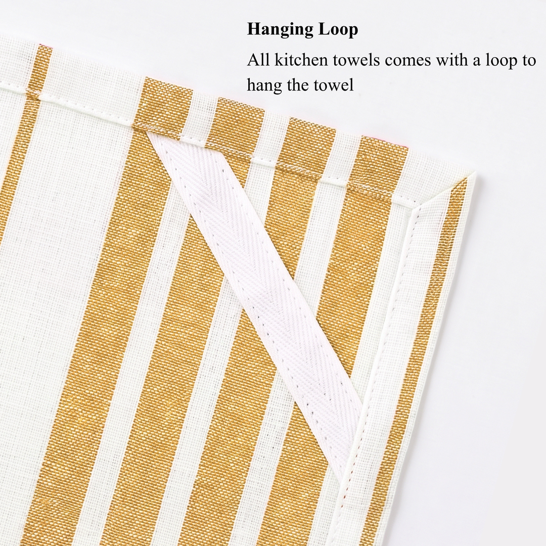 Striped & Checked Cotton Dish Towels ( Set of 3)