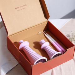 Muun Home Lilac Coil Gift Box - Two Ombre Candles + Two Candle holders (Unpacked)