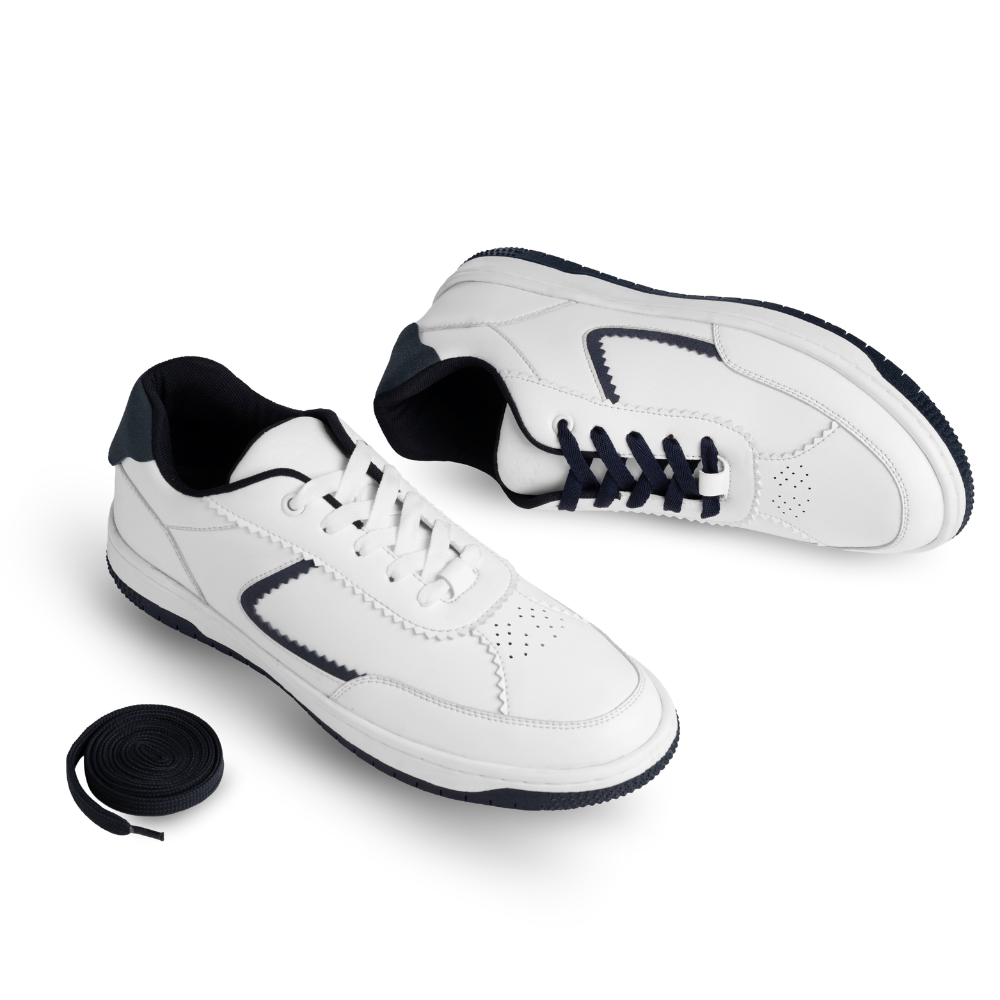 Flaire-Blue Textured Lace-Up Sneakers