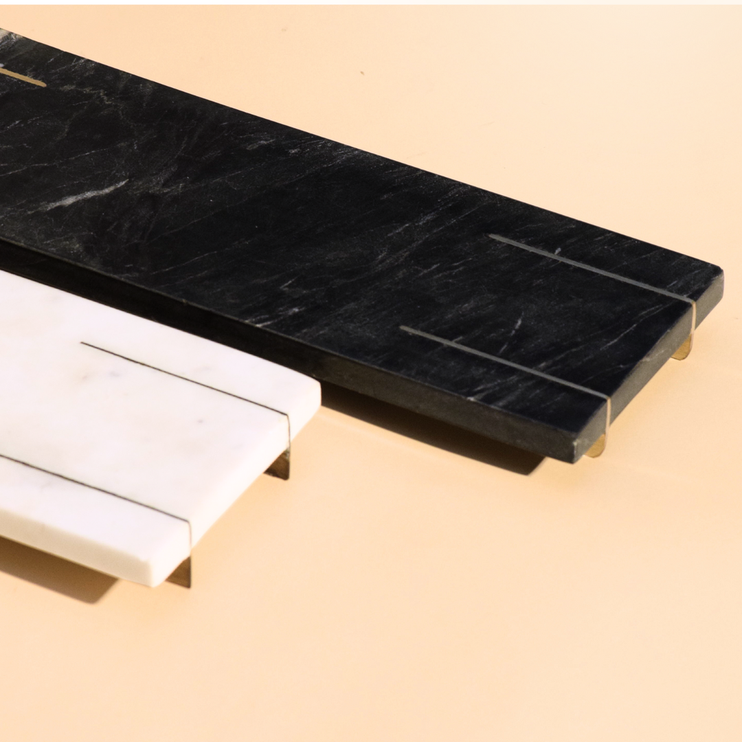 Muun Home Marble Tray With Gold Base