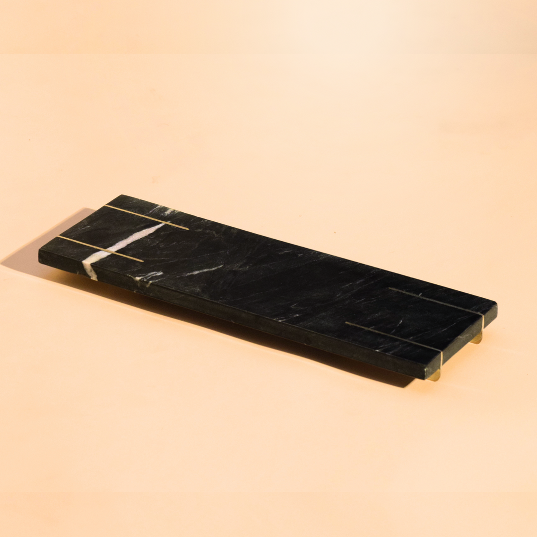 Muun Home Marble Tray With Gold Base