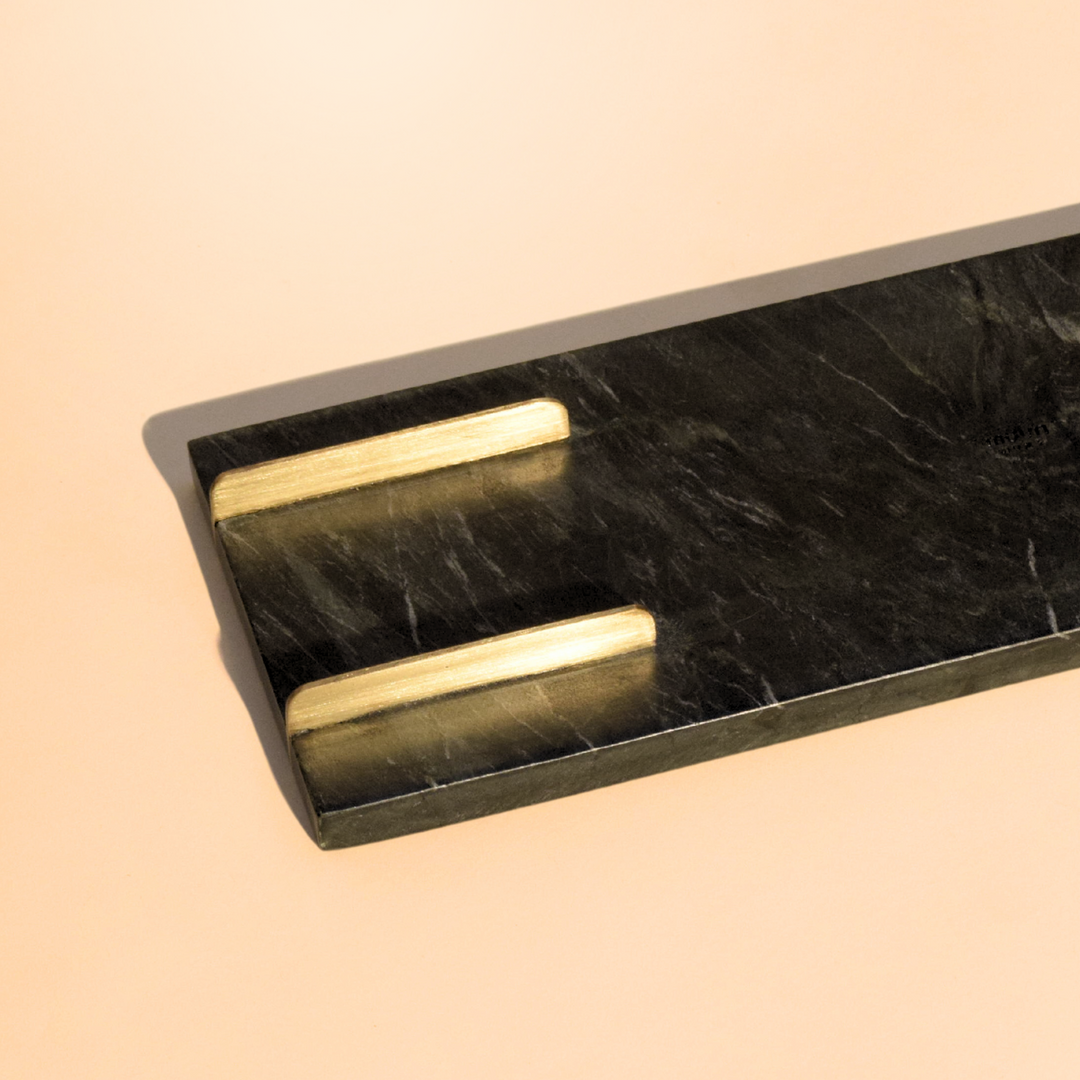 Muun Home Marble Tray With Gold Base