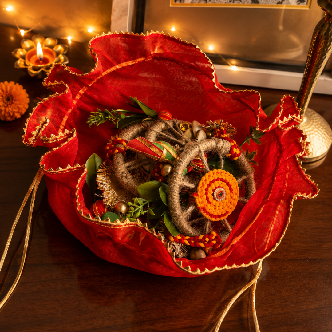 Laal Utsav Red Potli & Toran Set – Traditional Diwali Door Décor