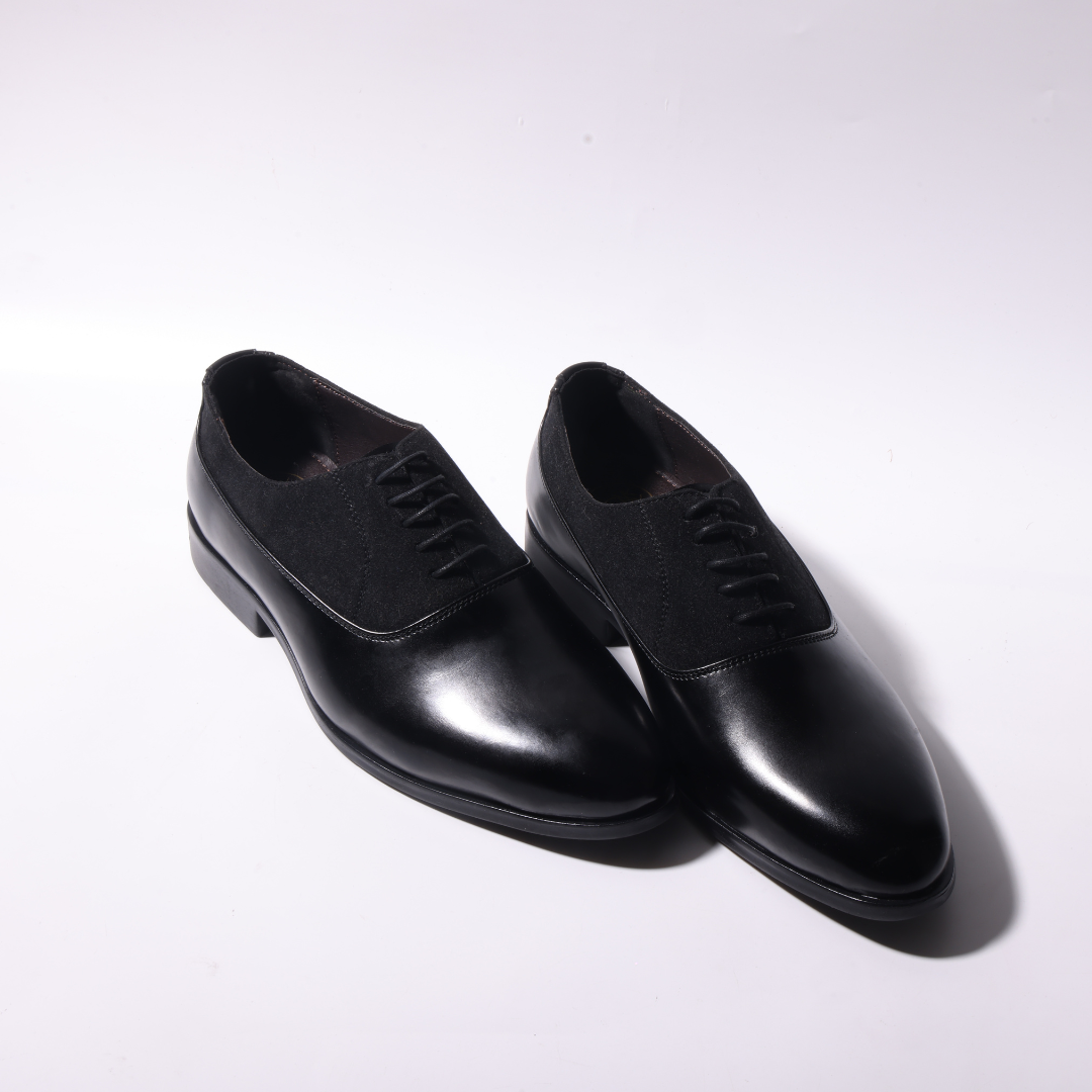 Monkstory Glossy-Suede Oxford Hybrid Lace-ups - Black