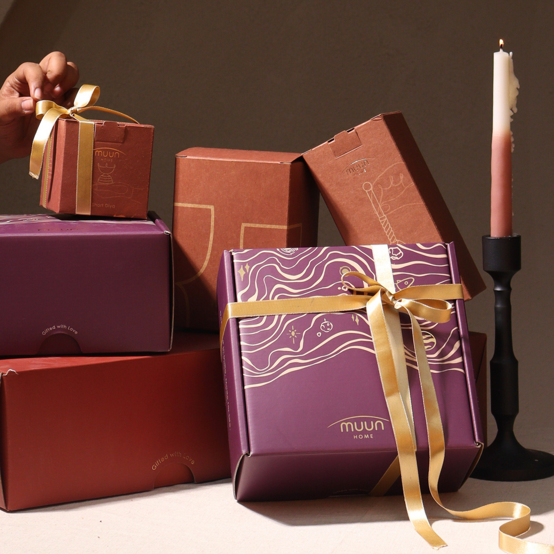 Muun Home Glass Diya Pair Gift Set - Tall & Short Diyas