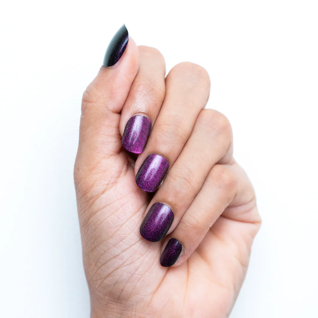 Gush Beauty Ruby, Cat Eye with Nail Glue + Nail Glue Sticker | Short, Squoval Press-On Nails