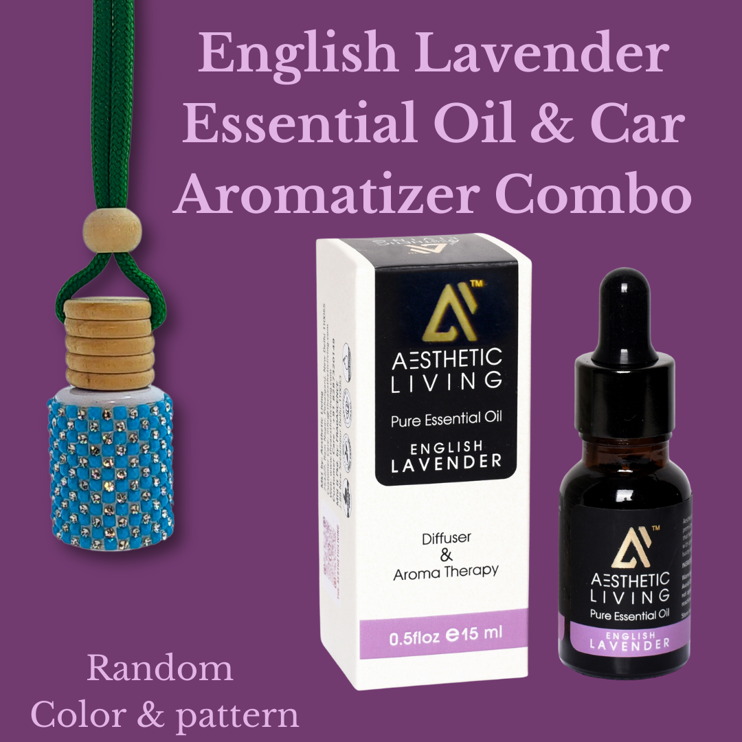 Aesthetic Living Car Aromatizer Diffuser Bottle with Essential Oil(Studded bottle -12ml + Essential oil-15ml)