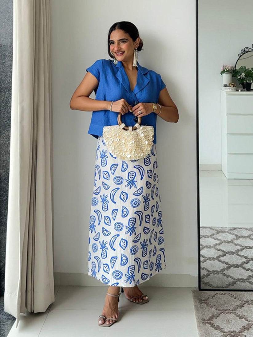 BLUE LAGOON - PRINTED LINEN CO-ORD SET