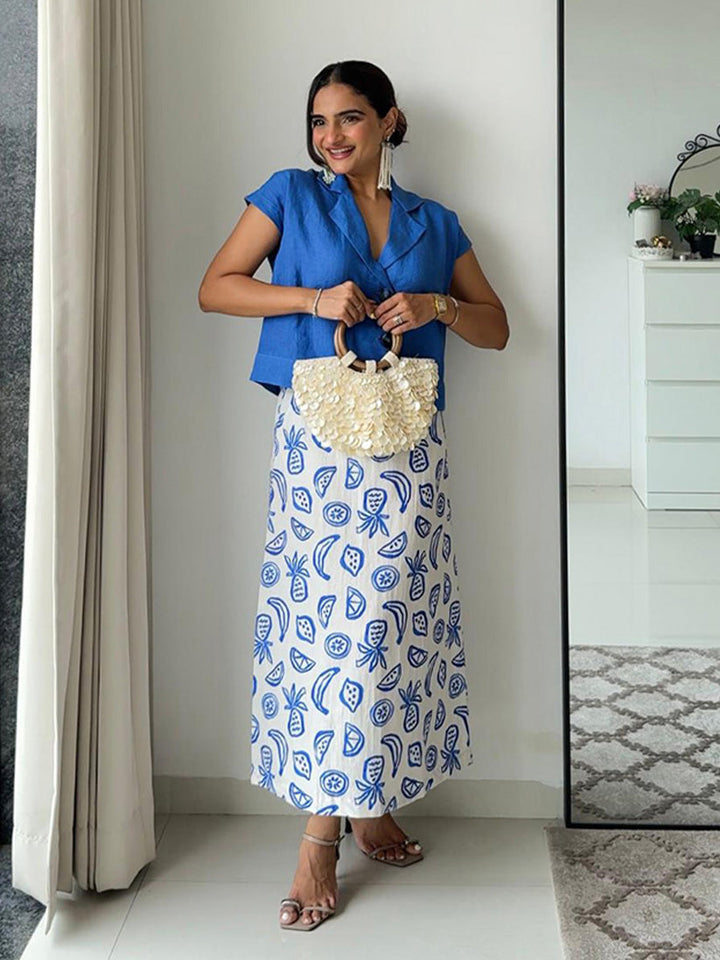 BLUE LAGOON - PRINTED LINEN CO-ORD SET