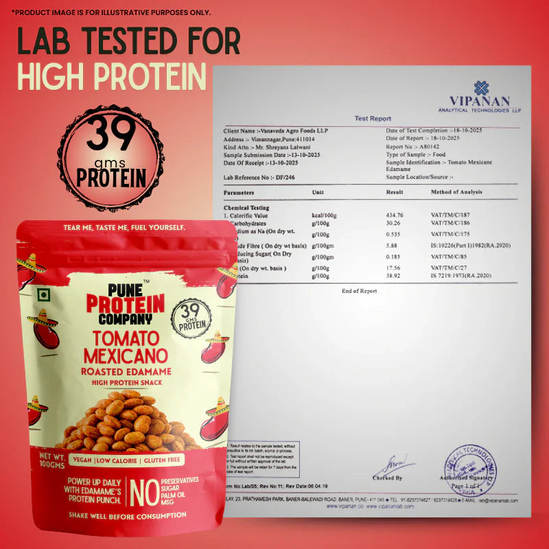Pune Protein Company Tomato Mexicano Roasted Edamame | 39g Protein