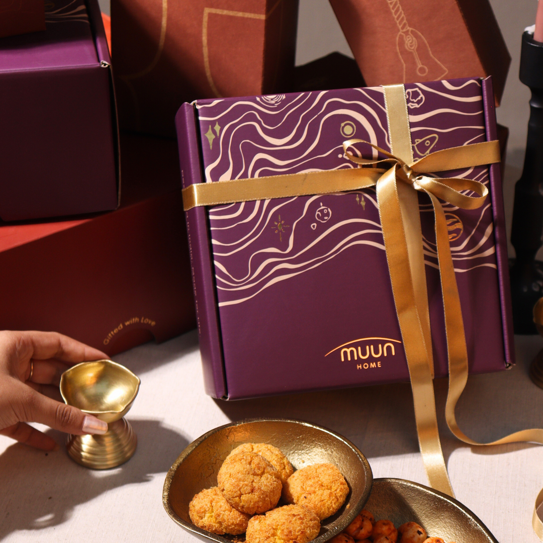 Muun Home Brass Diya Pair Gift Set - Tall & Short Diyas