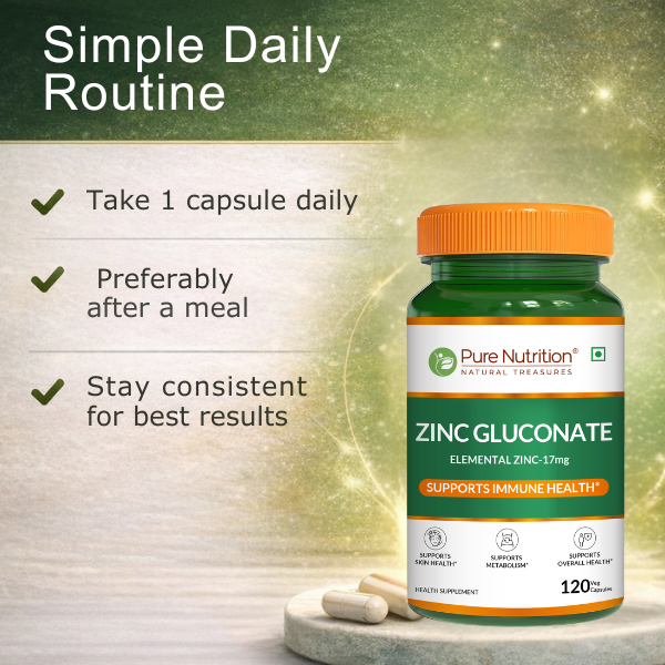Zinc Gluconate 17mg Immunity, Metabolism & Skin Support