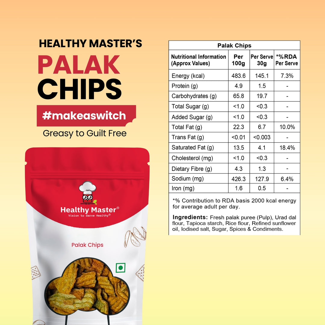 Healthy Master Palak Chips - Light and Crispy (Spice Magic) | Jain Friendly | Spinach Chips