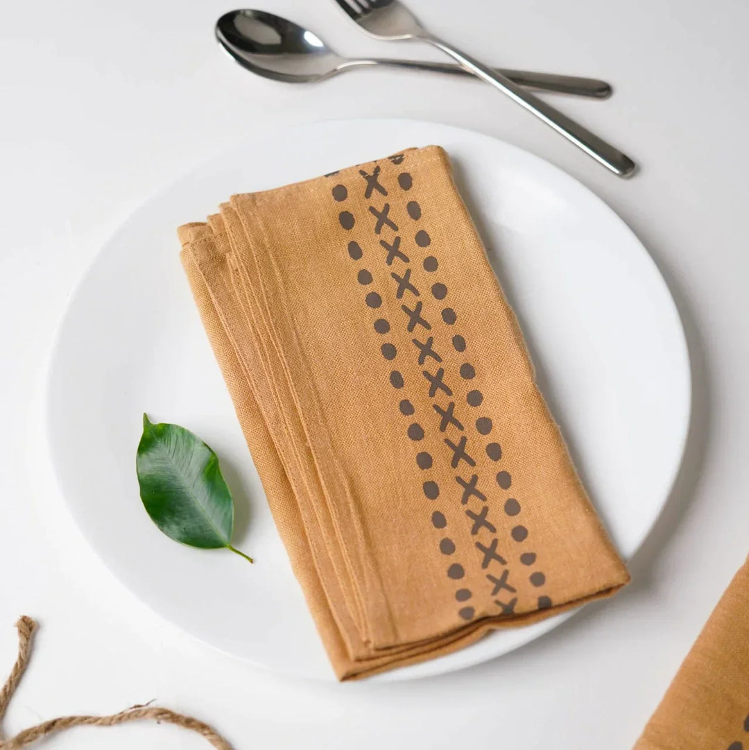 Pravaah Kaincha Napkins | Set of 2/4/6 | Block-print Hemp