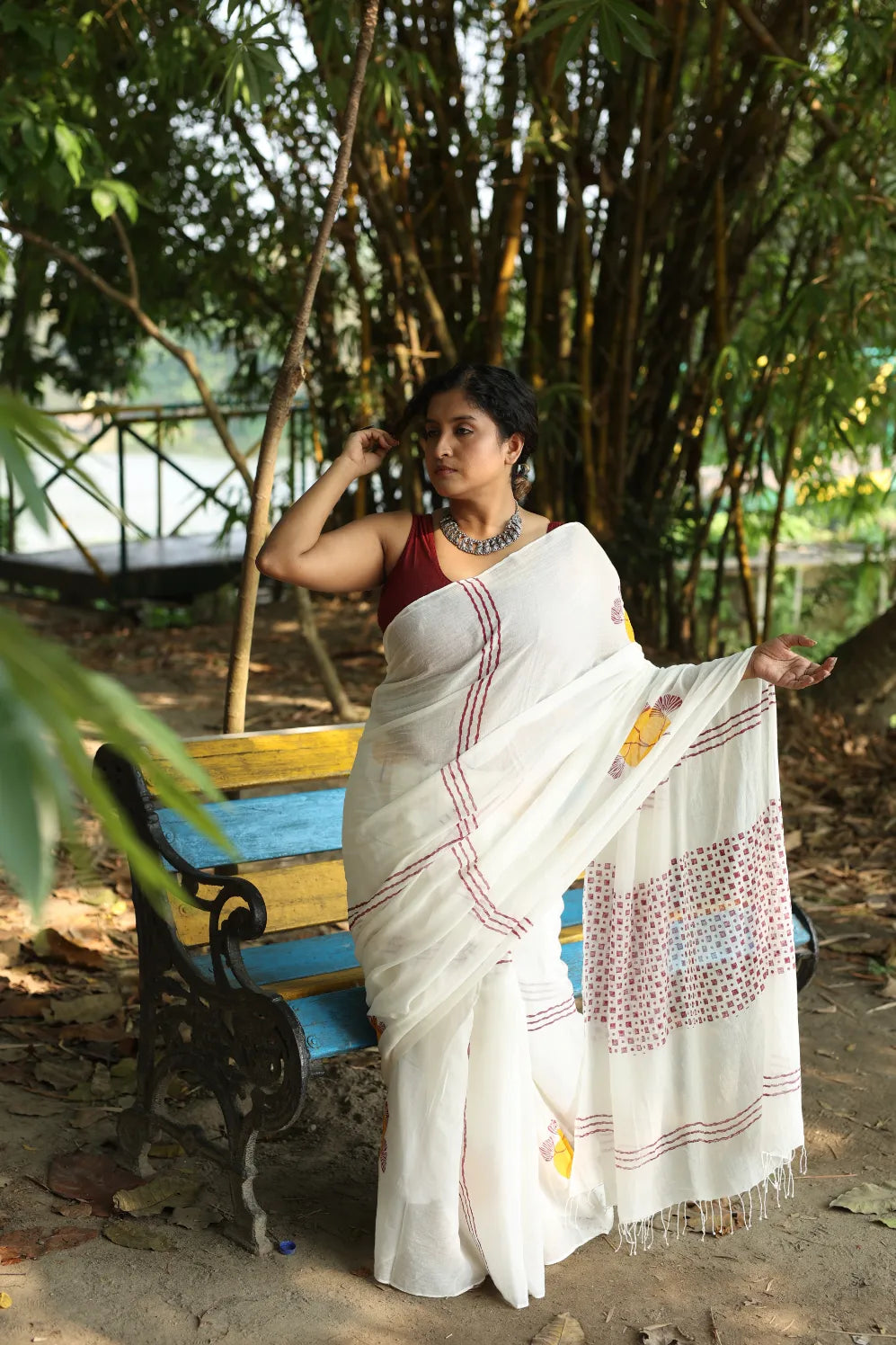 Sunlit Ginkgo Handloom Organic Cotton Saree