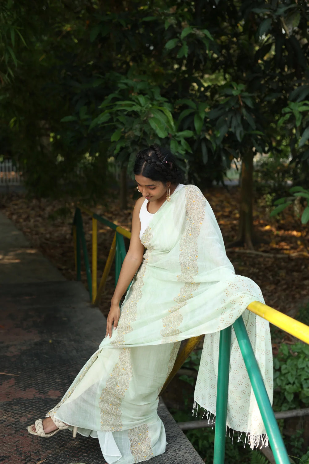 Mystical Meadow Handloom Organic Cotton Saree