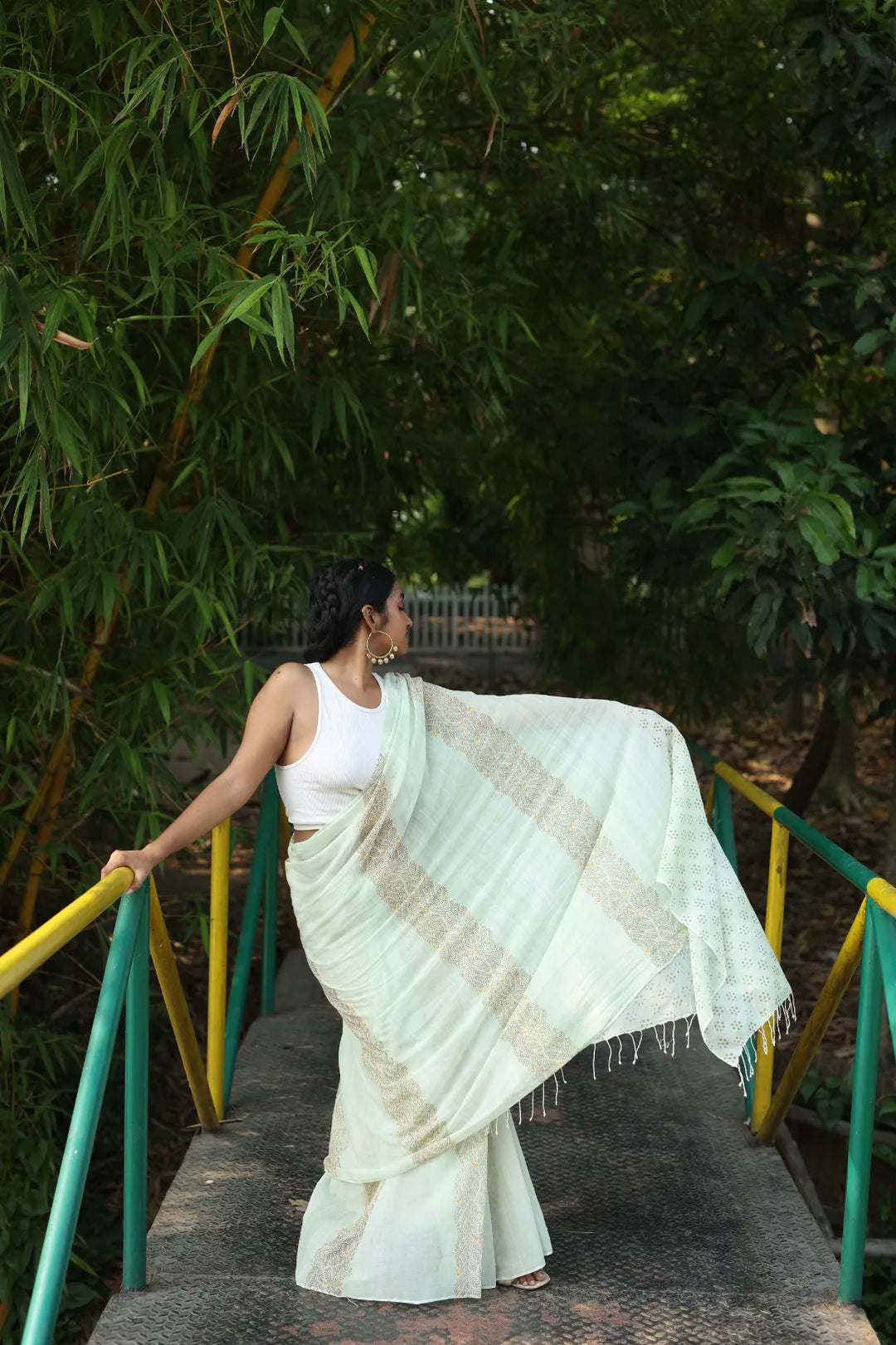 Mystical Meadow Handloom Organic Cotton Saree