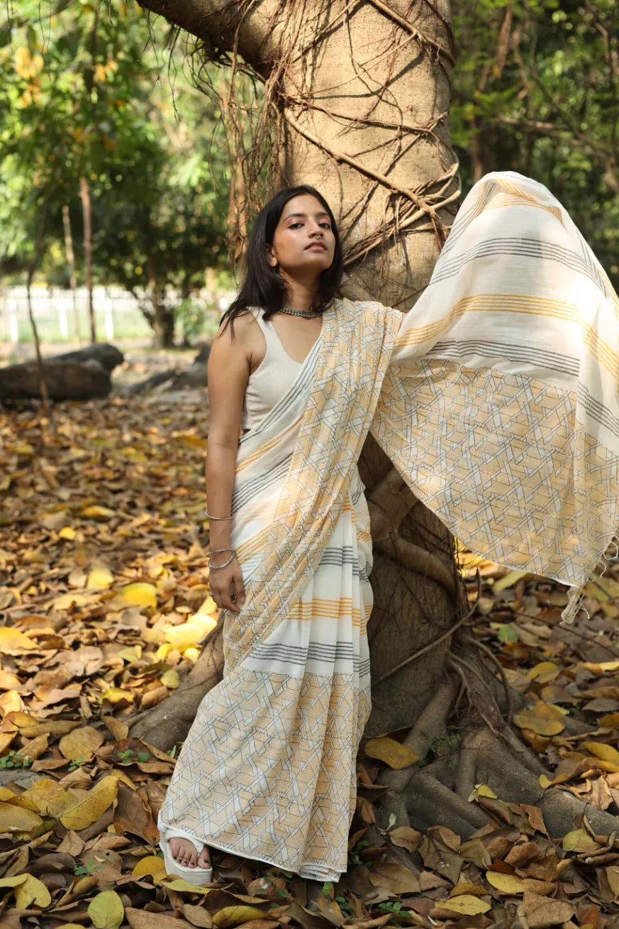 Kaleidoscope Charm Handloom Organic Cotton Saree