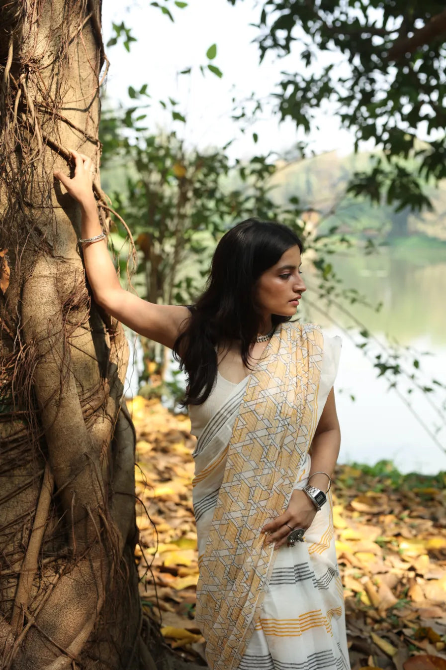 Kaleidoscope Charm Handloom Organic Cotton Saree