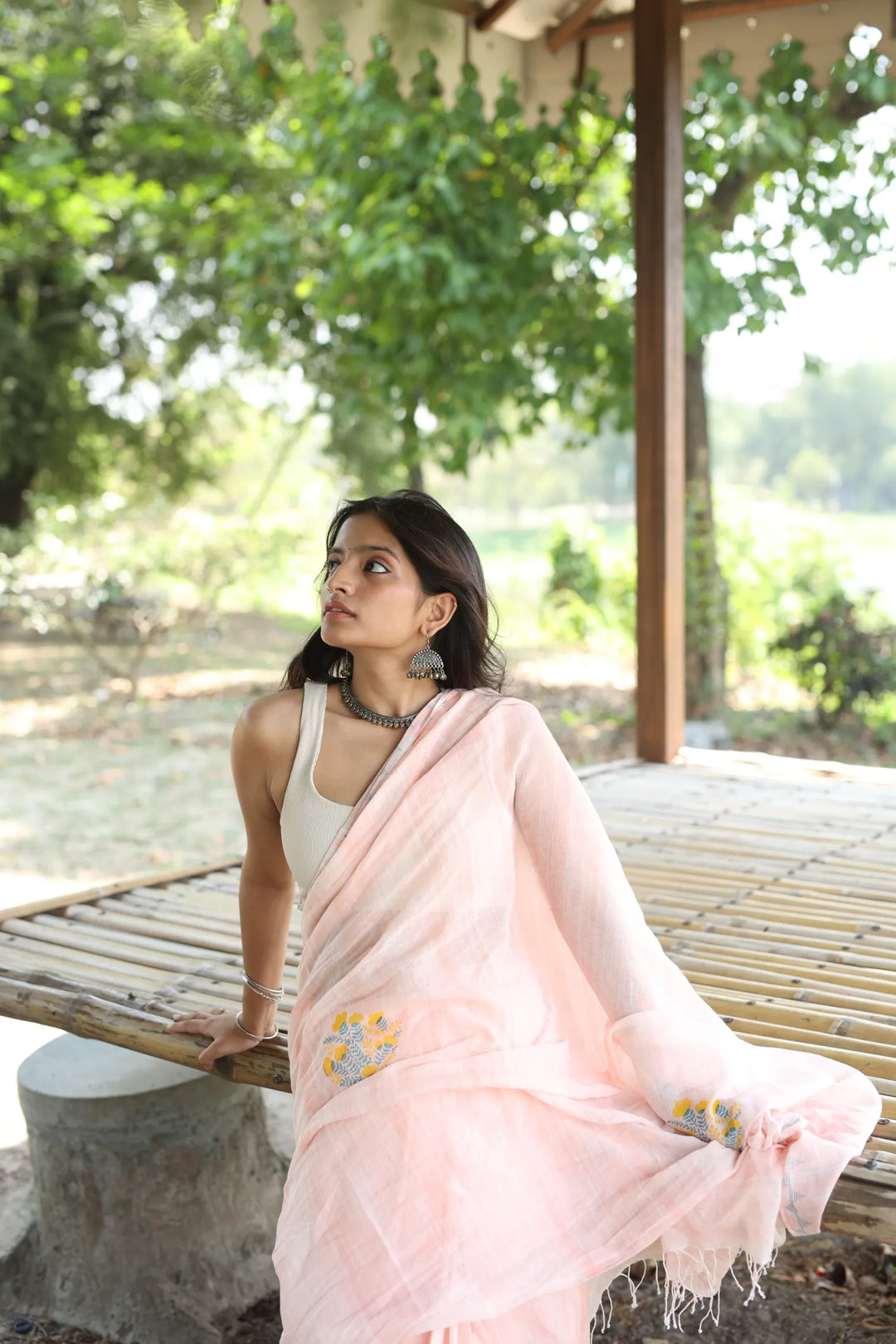 Peachy Paradise Handloom Organic Cotton Saree