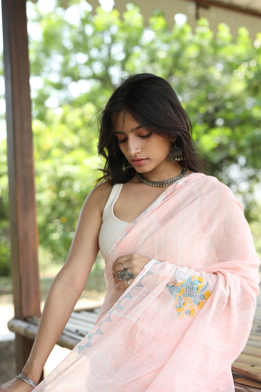 Peachy Paradise Handloom Organic Cotton Saree