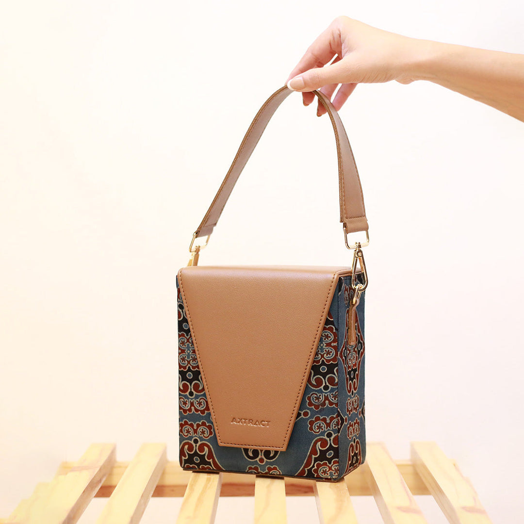 AXTRACT Blue Edgebox - Rectangular Kutchi Handcrafted Bag