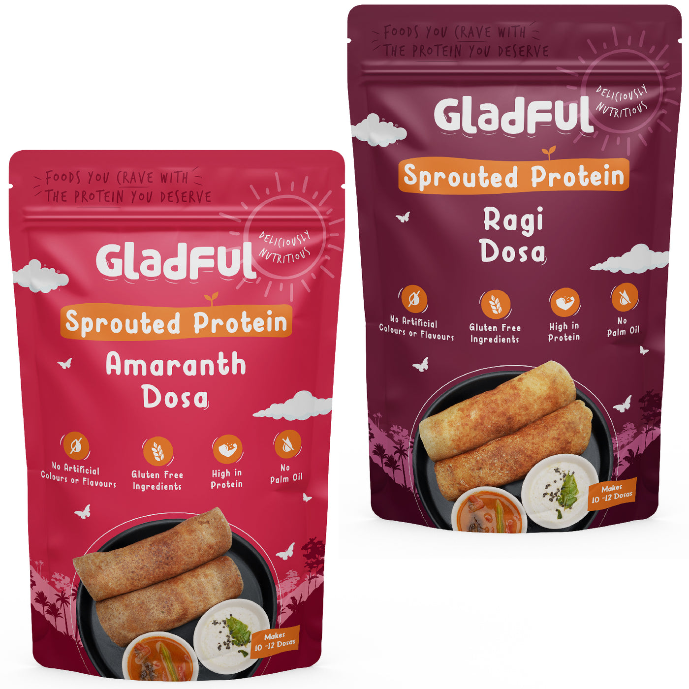 Sprouted dosa ragi and amaranth instant mix - protein for families and kids (pack of 2) - 400 gms