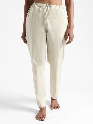 LivBio Women's Pants | Henna Light Green | 100% Organic Cotton | Naturally Dyed Trousers | Slim Fit