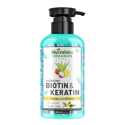 Nutrainix Organics Hydrating Biotin & Keratin Rescue Conditioner Miracle Worker for Damaged, Frizzy & Color-Treated Hair - 300 ml