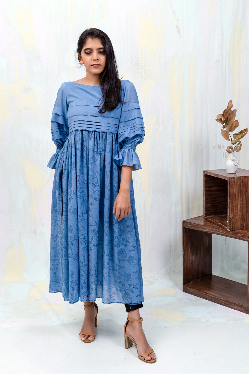 ITIDOR ki Kurti- Boat Neck, Bishop Sleeves