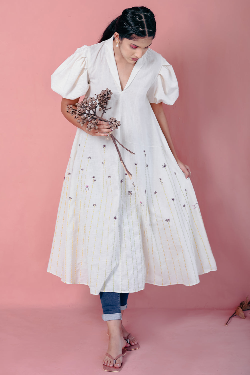 ITIDOR Zoella Kurti - Flared Kurta, Box Pleat Sleeves