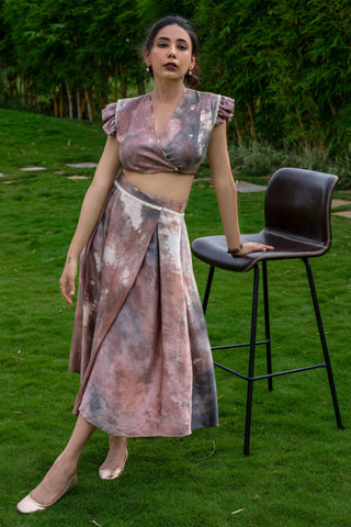 ITIDOR  Taite Overlapped Tea-Length Skirt