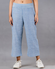 OCAU Blue striped wide legged cropped pants