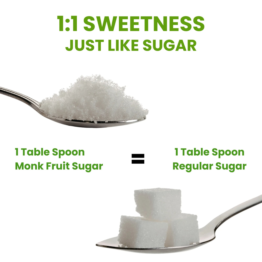 Of Earth Monk Fruit Sweetener With Erythritol | Zero-Glycemic Index, Low Calorie Sugar Substitute | 1:1 Sugar Replacer for Tea, Coffee, Drinks, Cooking & Baking | Plant-Based Monk Fruit Sweetener | Keto, Vegan & Diabetic Friendly | 400g