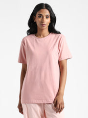 LivBio Women's T-Shirt | Earth Pink | 100% Organic Cotton | Naturally Dyed Fiber | Casual Crew Neck