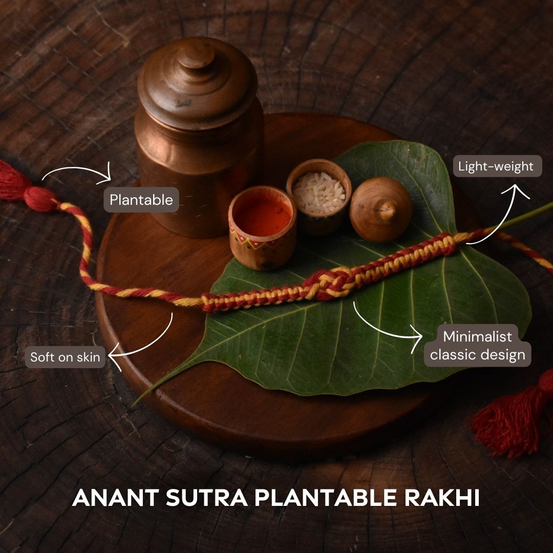 Anant Sutra Plantable Rakhi Sibling Box | Eco-Friendly Rakhi with Tulsi Seeds | Scrapshala
