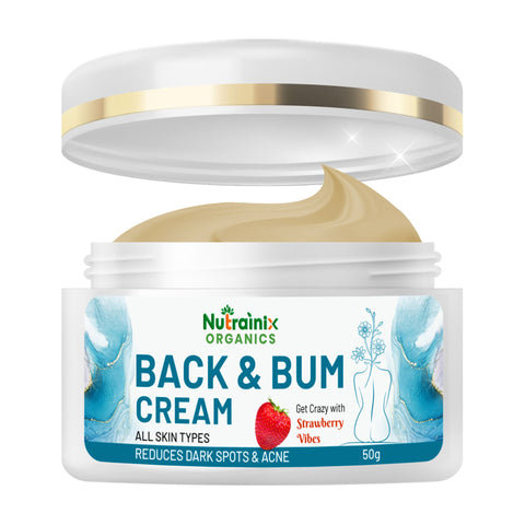 Nutrainix Organics Back & Bum Cream Brightening Treatment for Dark Spots & Radiant Skin - 50 gm