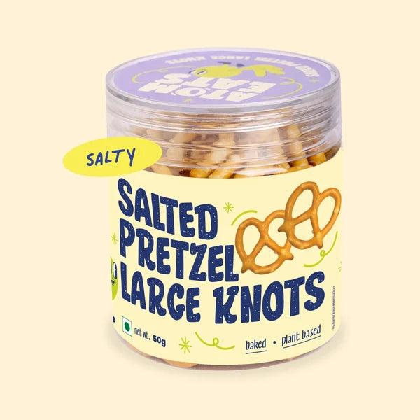Atom Eats Salted Large Pretzel Knots | Baked Pretzels | 75 g, Pack of 4