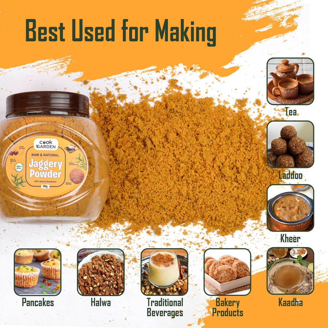 CookGarden Jaggery Powder | 700g | Natural Sugar | No Preservatives Added