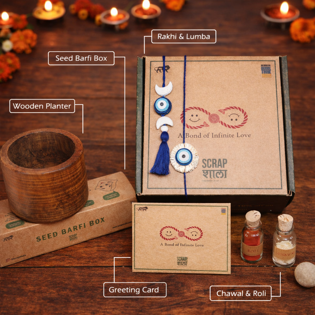 Nazarbattu Bhaiya Bhabhi Grow Box | Eco-Friendly Plantable Rakhi Gift Hamper 2026 | Sustainable Rakhi Lumba Set with Seeds & Planter