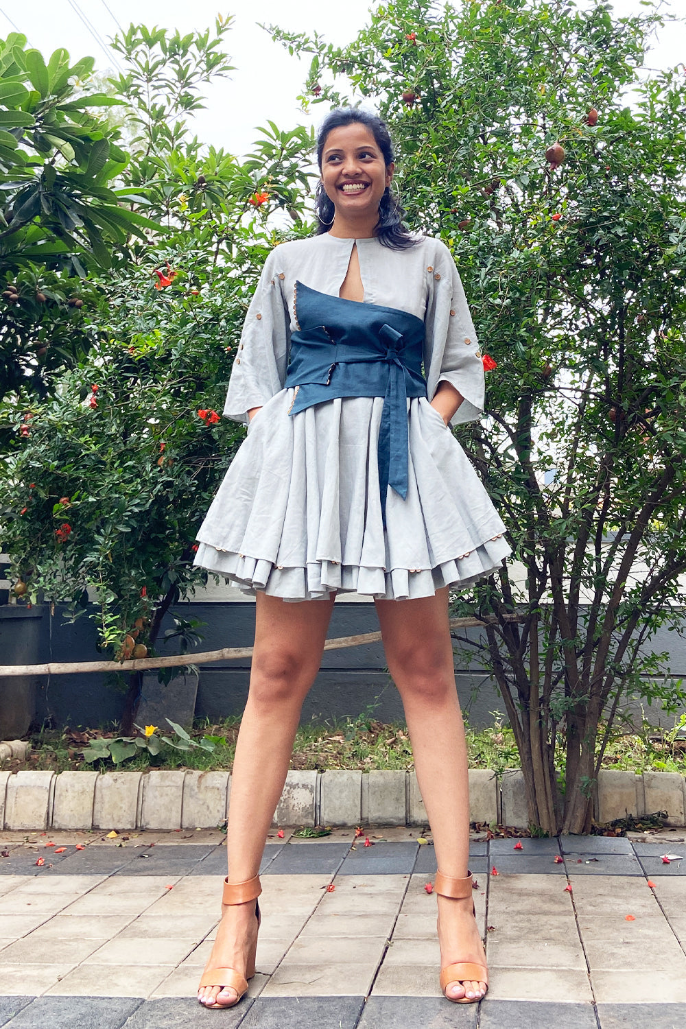 ITIDOR Fiesty Misty Short Layered Dress - Styled Bell Sleeves