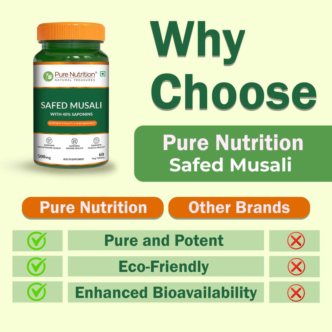 Safed Musli Capsules  Ayurvedic Vitality & Energy Supplement | 60 Veg Tablets